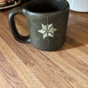 Elegant Brown Ceramic Mug with Star Design